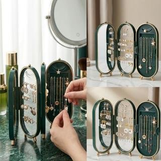 Foldable Jewelry Storage Box Portable Necklace Earrings Organizer Display Stand High CapacityRetro Screen
